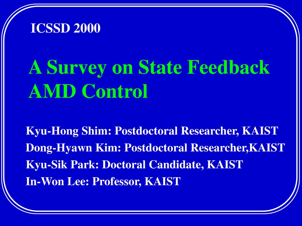 A Survey on State Feedback AMD Control - ppt download