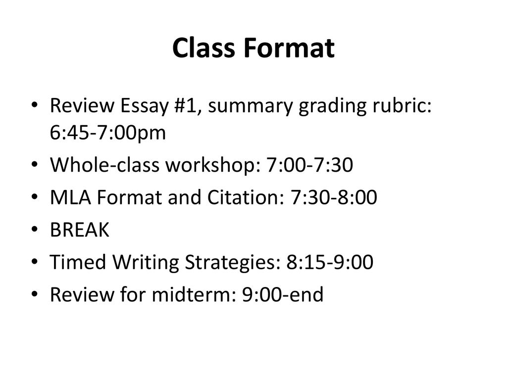 Essay format review 1 First