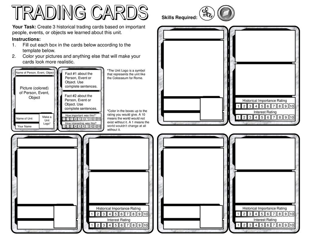 TRADING CARDS Skills Required: - ppt download In Superhero Trading Card Template