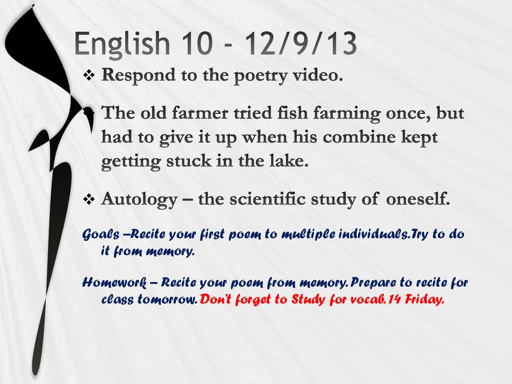 English 9 13 Respond To The Poetry Video Ppt Download