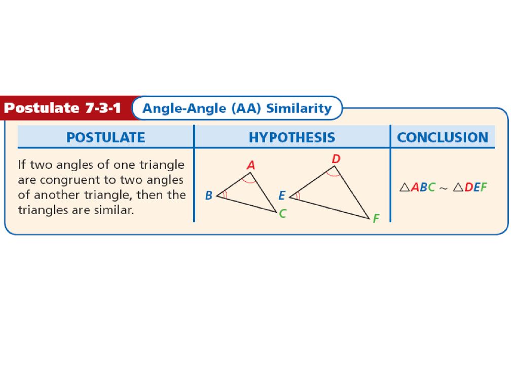 7 3 triangle similarity i can use the triangle similarity theorems to