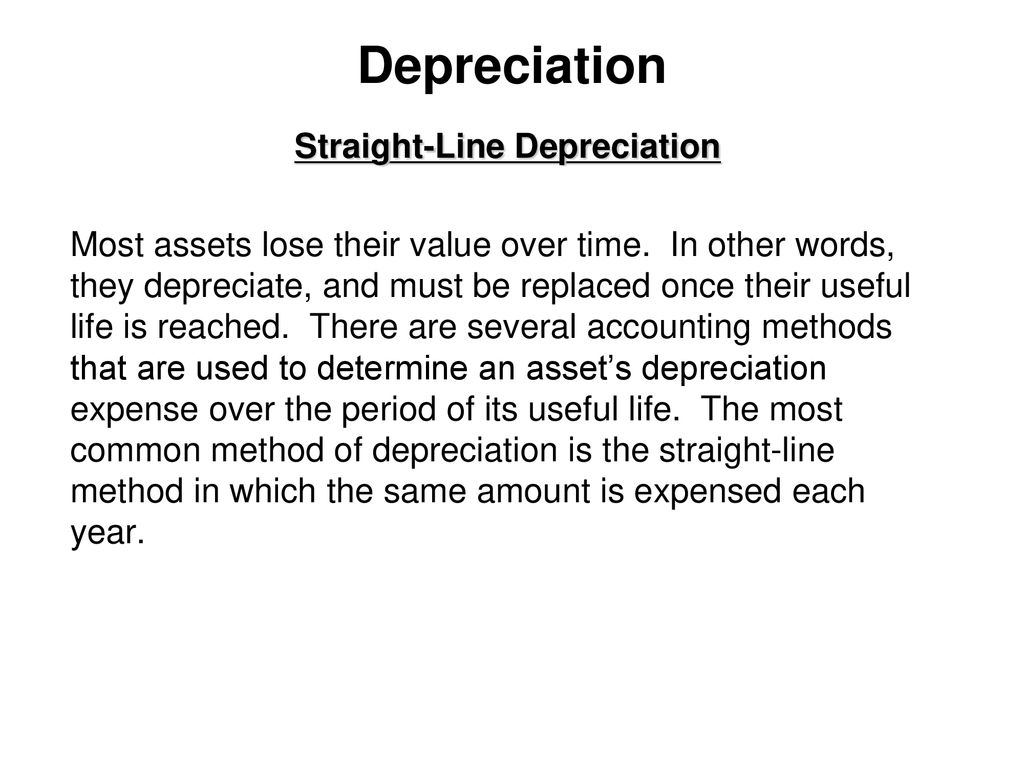 Straight Line Depreciation