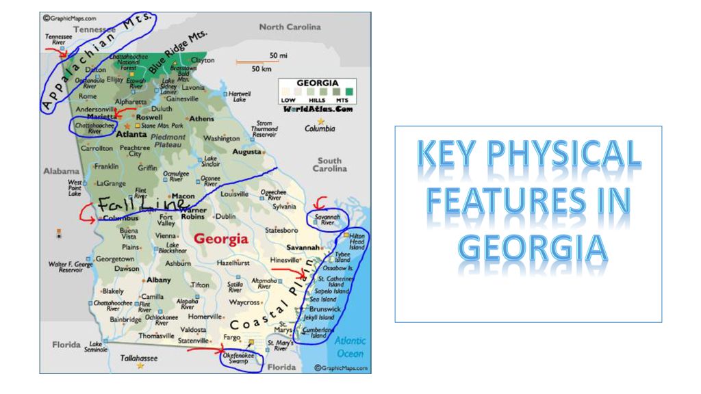 Physical Features Of Georgia Map Key Physical Features In - Ppt Download