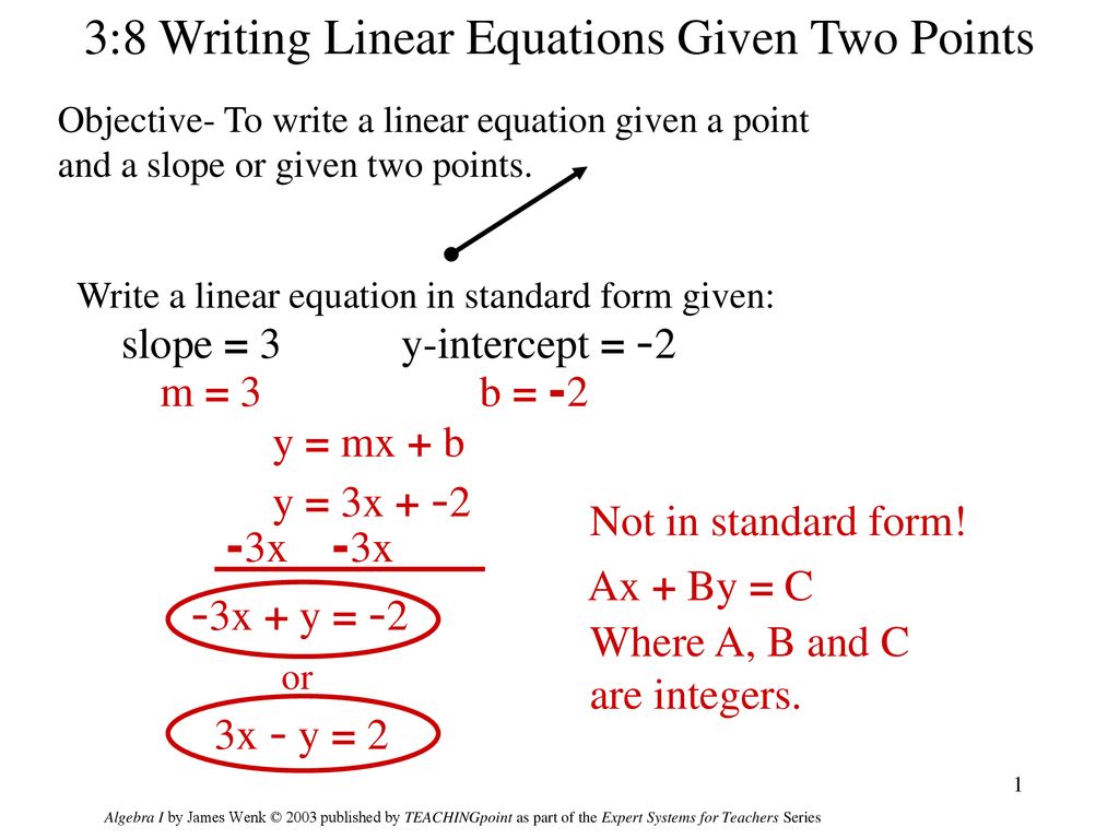 Lesson 29.29 Writing Linear Equations Given Two Points - ppt download