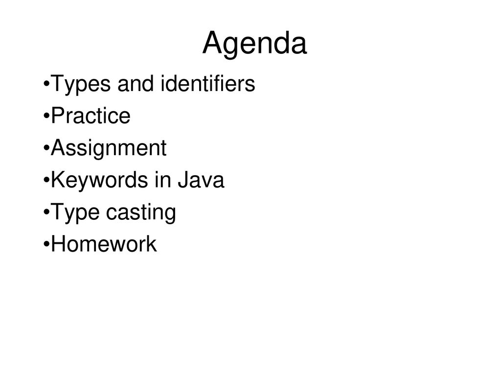 agenda types and identifiers practice