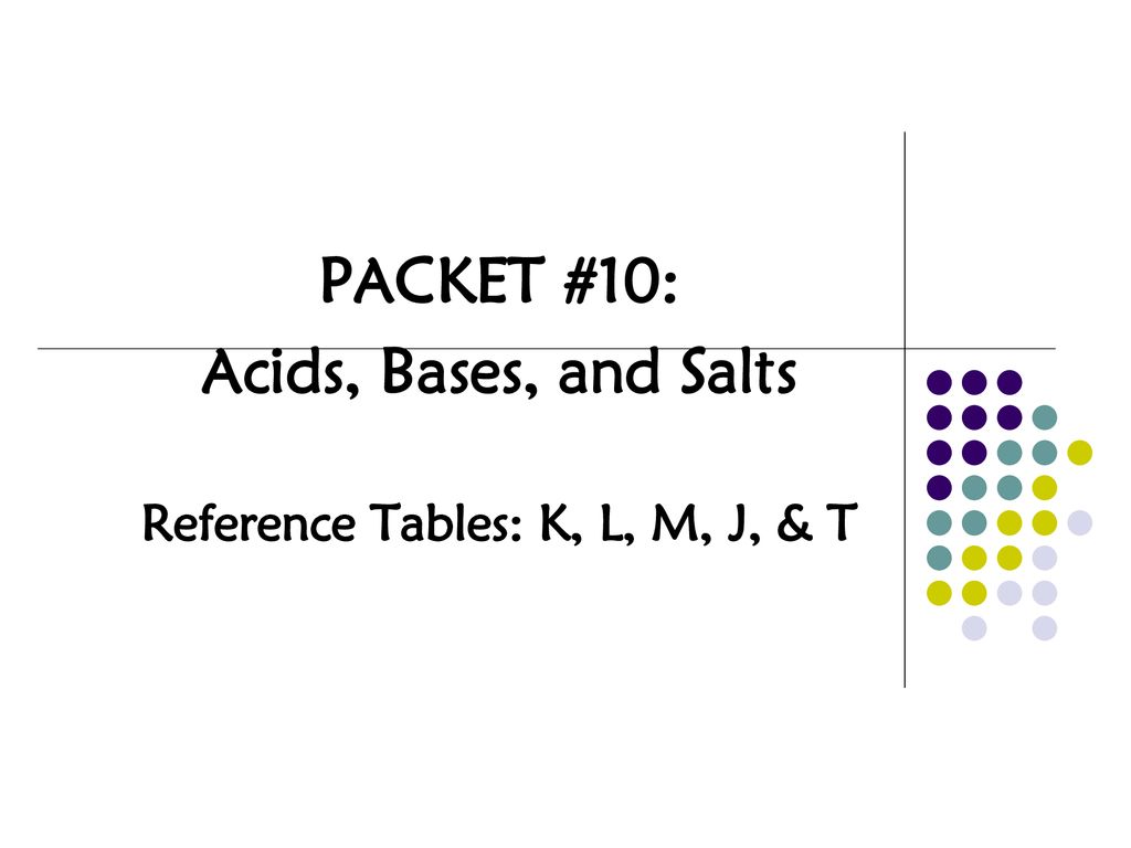 Packet 10 Acids Bases And Salts Reference Tables K L M J T Ppt Download