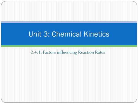 2.4.1: Factors influencing Reaction Rates Unit 3: Chemical Kinetics.