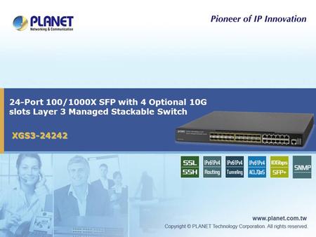 24-Port 100/1000X SFP with 4 Optional 10G slots Layer 3 Managed Stackable Switch XGS3-24242.