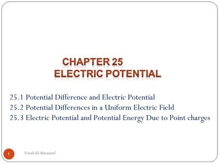 Chapter 25 Electric Potential