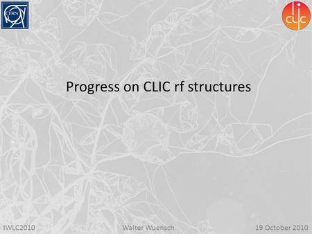 IWLC2010Walter Wuensch19 October 2010 Progress on CLIC rf structures.