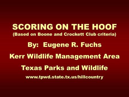 SCORING ON THE HOOF (Based on Boone and Crockett Club criteria)