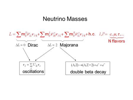 Neutrino Masses double beta decay oscillations Majorana Dirac.