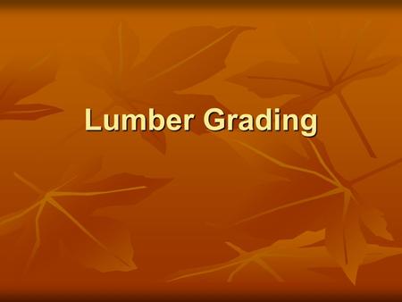 Lumber Grading.