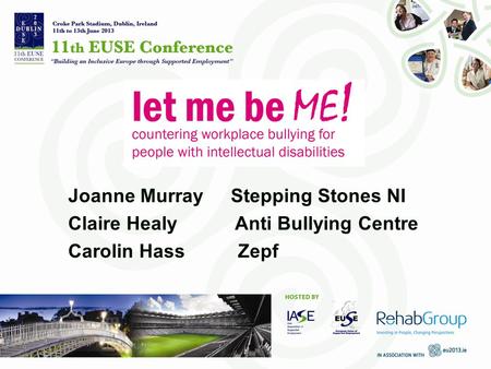Title Joanne Murray Stepping Stones NI Claire Healy Anti Bullying Centre Carolin Hass Zepf.