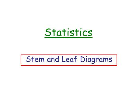 Statistics Stem and Leaf Diagrams.