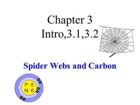 Chapter 3 Intro,3.1,3.2 Spider Webs and Carbon. Orb-Weaving Spider Web Contains carbon.