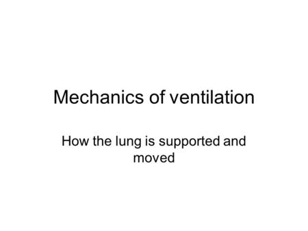 Mechanics of ventilation How the lung is supported and moved.