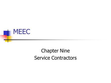 Chapter Nine Service Contractors
