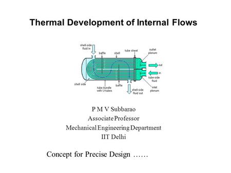 Thermal Development of Internal Flows P M V Subbarao Associate Professor Mechanical Engineering Department IIT Delhi Concept for Precise Design ……