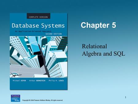 1 Chapter 5 Relational Algebra and SQL. 2 Father of Relational Model Edgar F. Codd (1923-2003) PhD from U. of Michigan, Ann Arbor Received Turing Award.