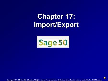 Chapter 17: Import/Export