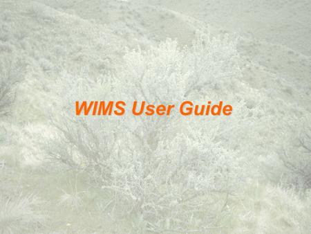 WIMS User Guide. Accessing WIMS2 Objectives Obtain Password for NAP (NESS Application Portal)Obtain Password for NAP (NESS Application Portal) Login to.