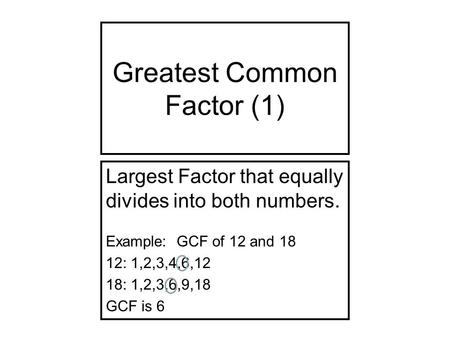 Greatest Common Factor (1)