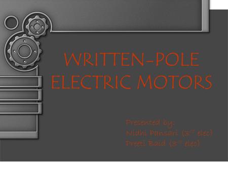 WRITTEN-POLE ELECTRIC MOTORS