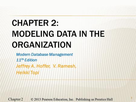 Chapter 2: Modeling Data in the Organization