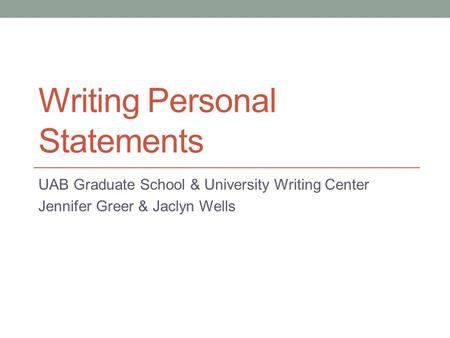 Writing Personal Statements