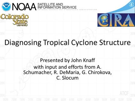 Diagnosing Tropical Cyclone Structure Presented by John Knaff with input and efforts from A. Schumacher, R. DeMaria, G. Chirokova, C. Slocum.
