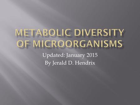 Updated: January 2015 By Jerald D. Hendrix. A. Nutrient Requirements B. Basic Concepts of Metabolism C. Glycolysis D. Fermentation E. Respiration F. Photosynthesis.