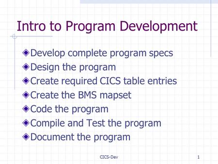 Intro to Program Development