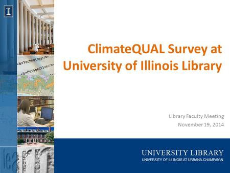 ClimateQUAL Survey at University of Illinois Library Library Faculty Meeting November 19, 2014.