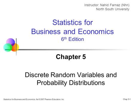Chapter 5 Discrete Random Variables and Probability Distributions