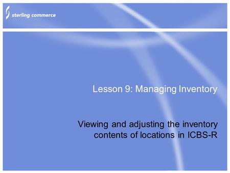 Lesson 9: Managing Inventory