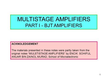 MULTISTAGE AMPLIFIERS