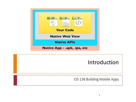 Introduction CIS 136 Building Mobile Apps 1. What did we do Software review 2.