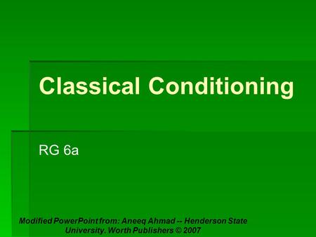 Classical Conditioning