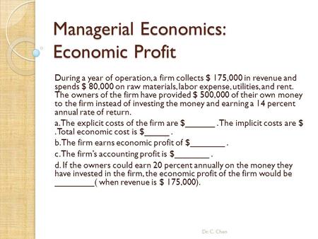 Managerial Economics: Economic Profit