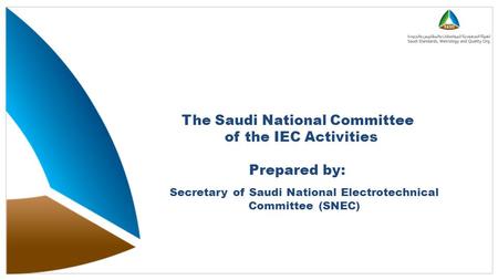 The Saudi National Committee of the IEC Activities Prepared by: Secretary of Saudi National Electrotechnical Committee (SNEC)