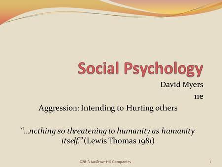Social Psychology David Myers 11e