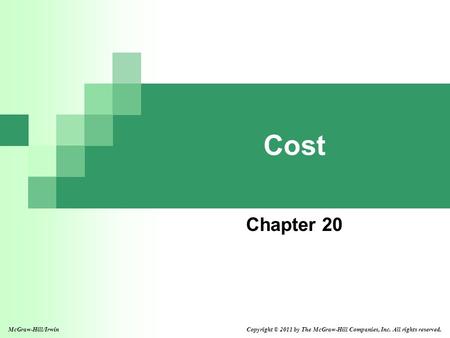 Cost Chapter 20 McGraw-Hill/Irwin