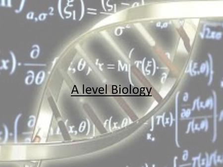 A level Biology. Why study Biology? The best reason is because you are interested in the subject and want to learn more. You will have 5 lessons per week.
