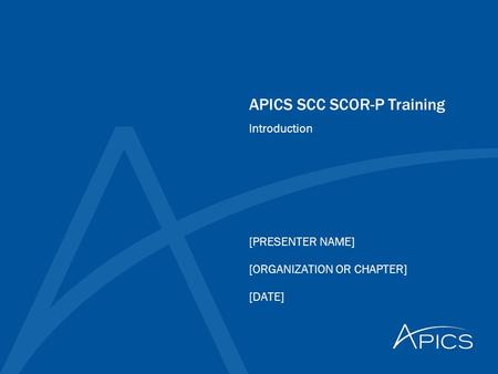 APICS SCC SCOR-P Training