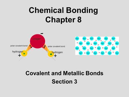 Chemical Bonding Chapter 8 Covalent and Metallic Bonds Section 3.