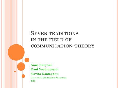 Seven traditions in the field of communication theory