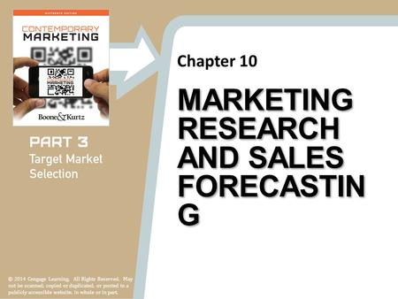 Marketing Research and Sales Forecasting