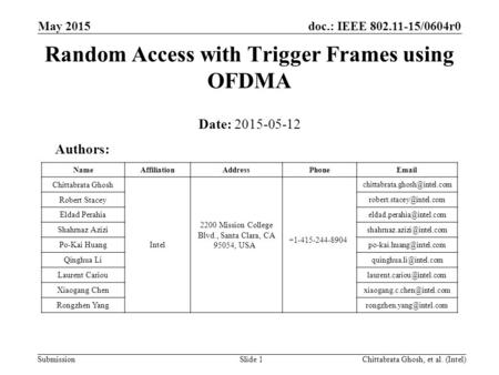 Random Access with Trigger Frames using OFDMA