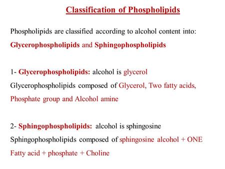 Classification of Phospholipids